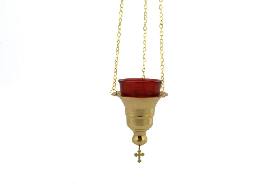 Hanging vigil lamp, Biedermeier, brass