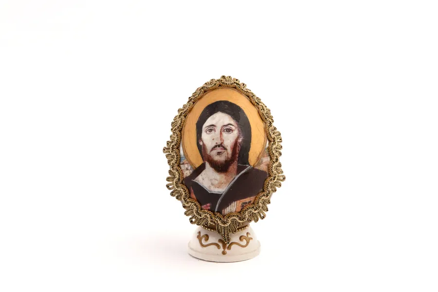 Deko-Ei aus Holz, Jesus Christus