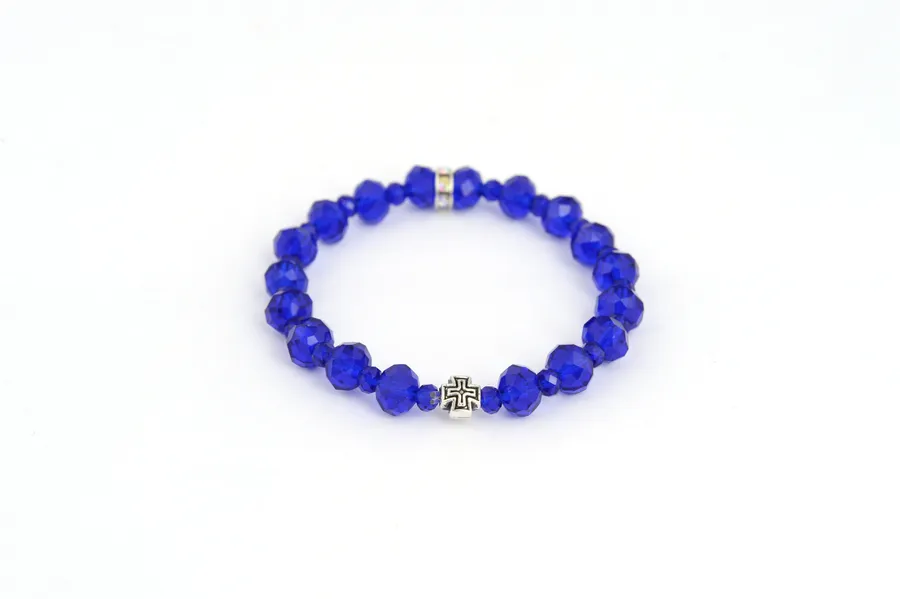 Fine crystal prayer rope, blue
