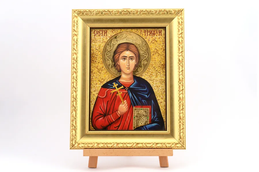 Икона для славы в раме: Св. Трифон