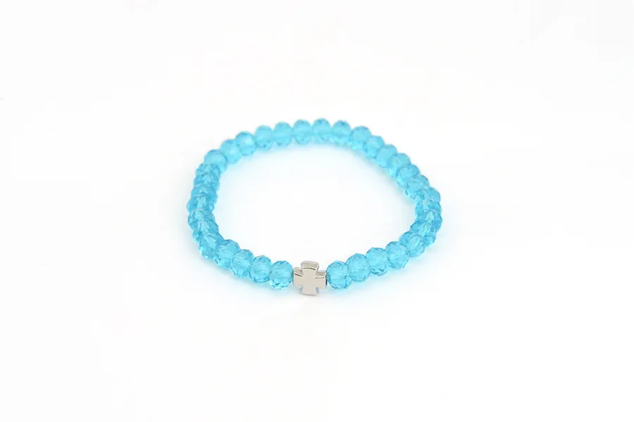 Armband-Gebetsschnur Kristall, hellblau