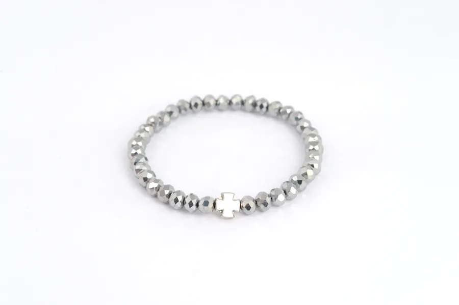 Armband-Gebetsschnur Kristall, grau