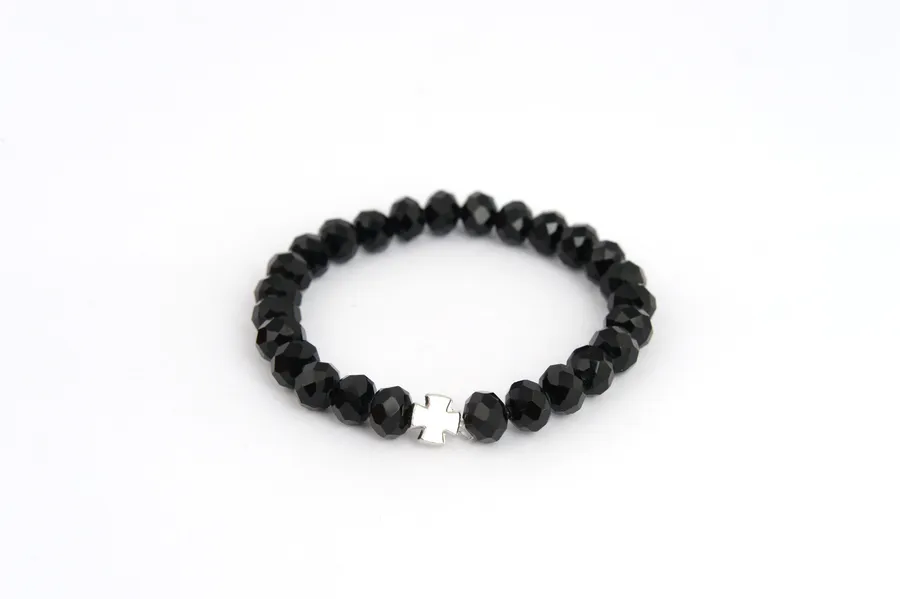 Armband-Gebetsschnur Kristall, schwarz