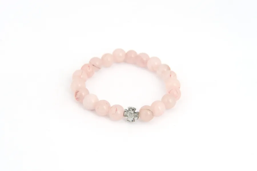 Semi-precious stone prayer bracelet, pink