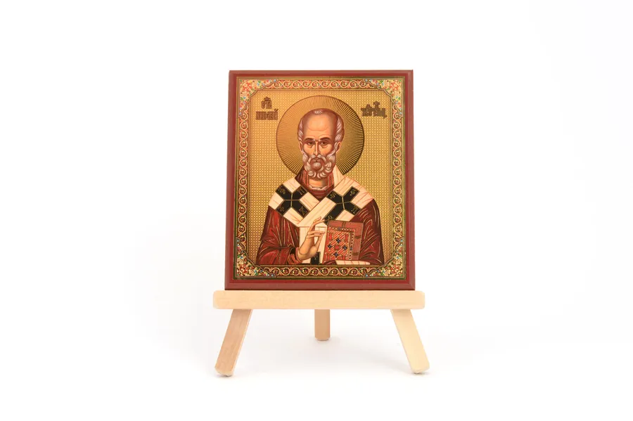 Ikone auf Holz mit Goldprägung – Hl. Nikolaus