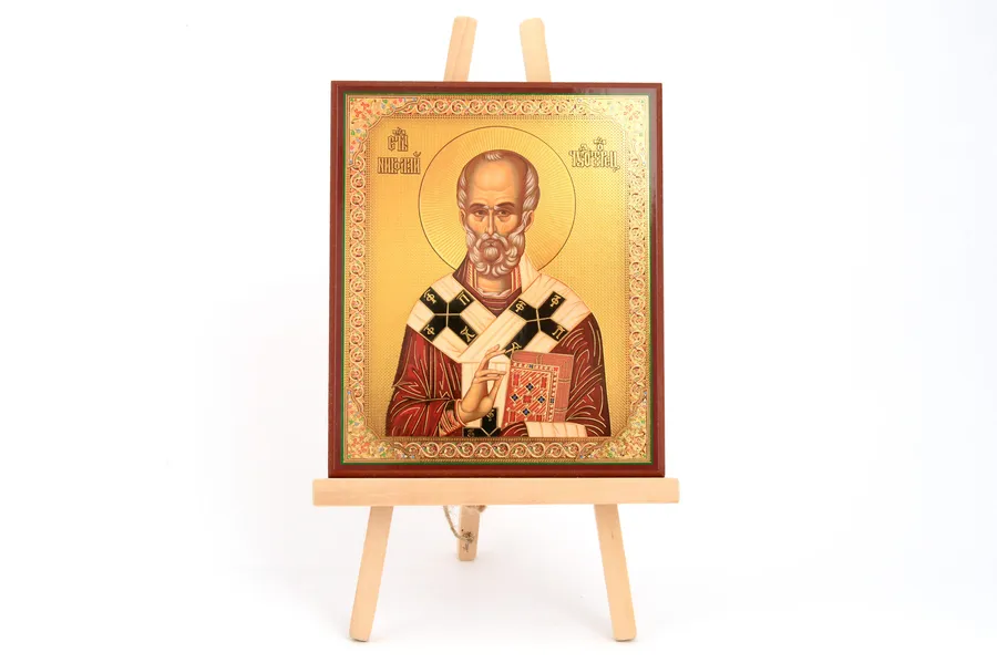 Ikone auf Holz mit Goldprägung – Hl. Nikolaus