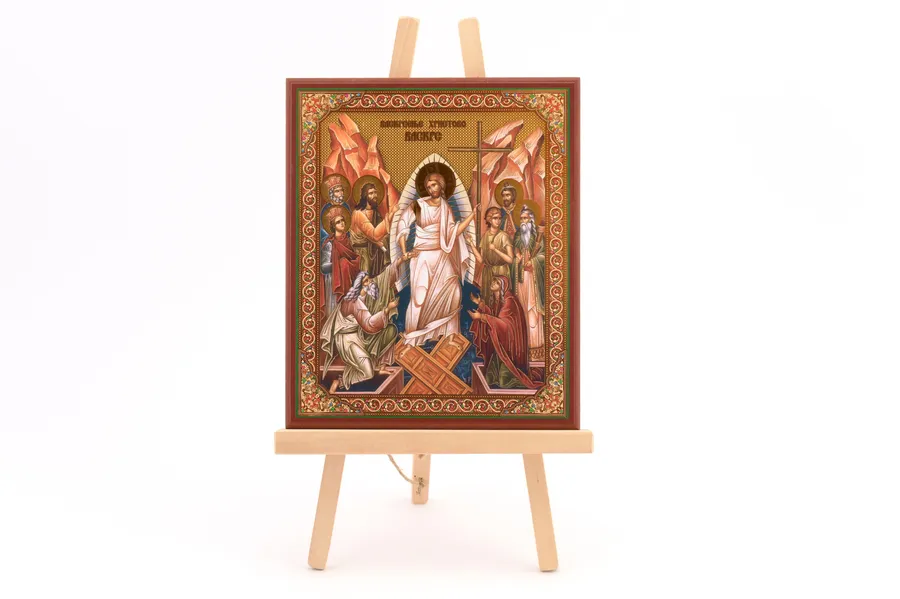 Ikone auf Holz mit Goldprägung – Ostern (Auferstehung Christi)