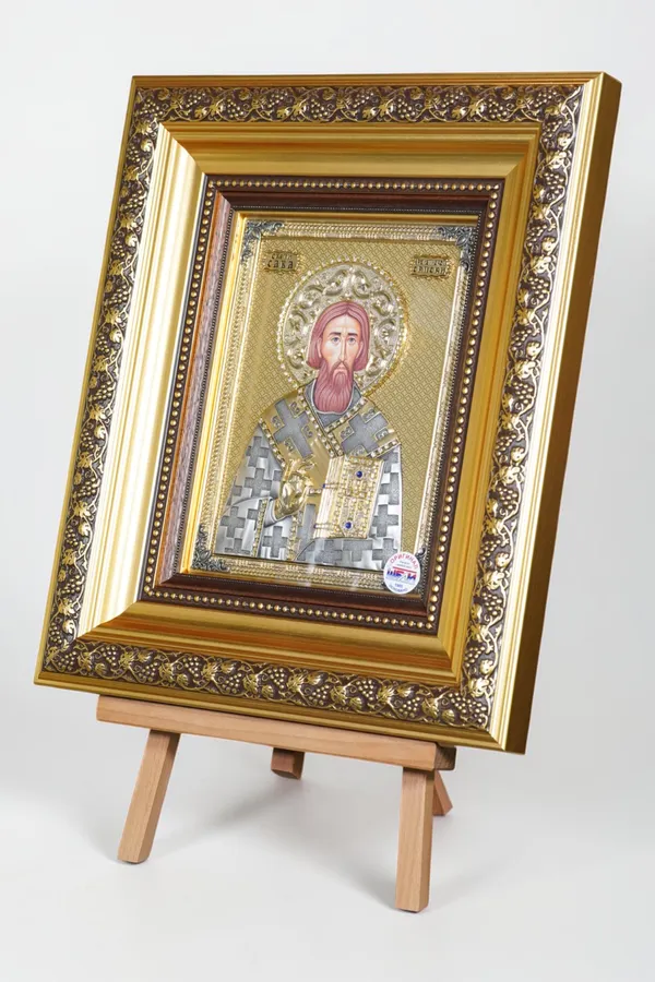 Литая металлическая икона Св. Саввы Сербского