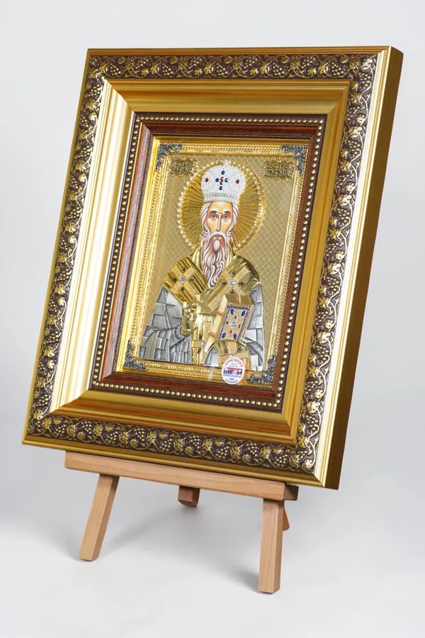 Ikone – Hl. Basilius von Ostrog, Metallguss