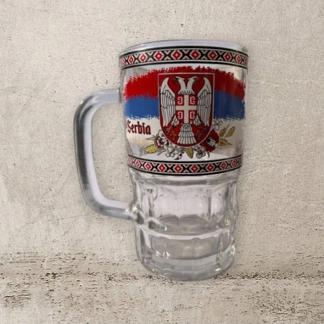 Boccale da birra in vetro 2 – stemma della Serbia